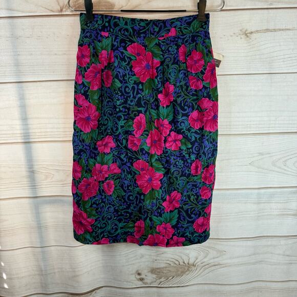 Vintage Norton McNaughton Floral Print Pleated Skirt Size 8P - Picture 1 of 8